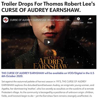 Trailer Drops For Thomas Robert Lee's CURSE OF AUDREY EARNSHAW.